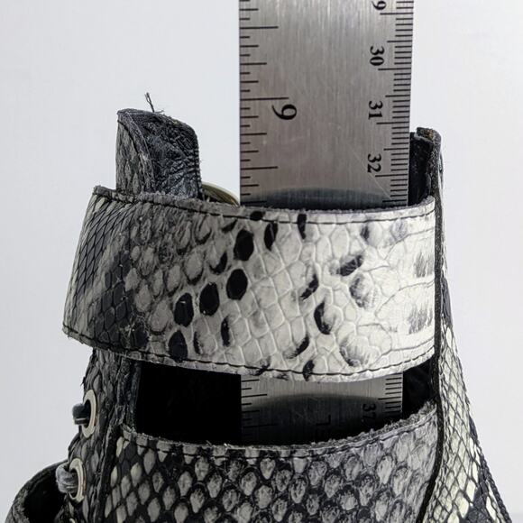 Jeffrey Campbell Caceres Multi-Buckle Snakeskin Leather Ankle Boots 6.5 Gray - Picture 15 of 16